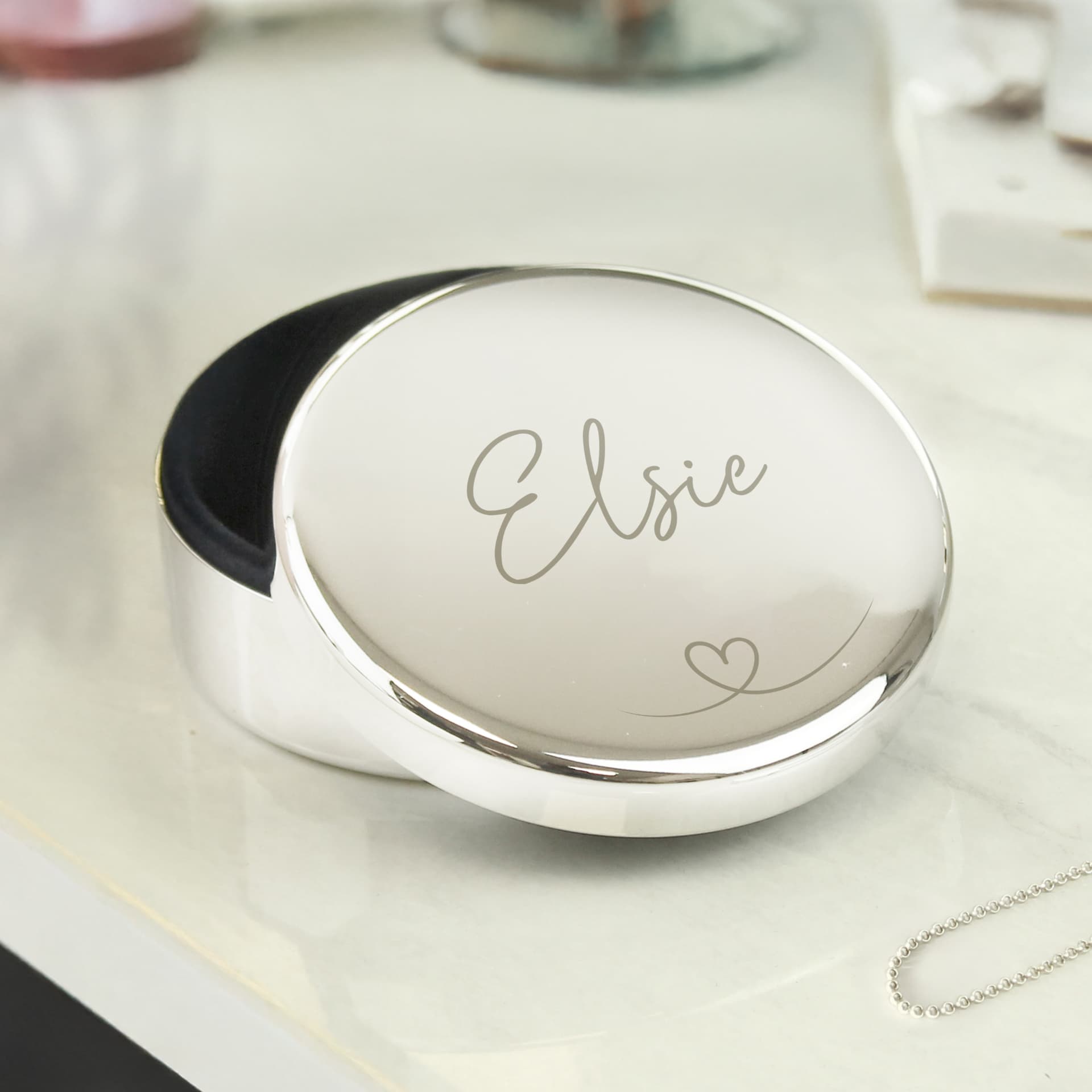 Personalised Heart Round Trinket Box